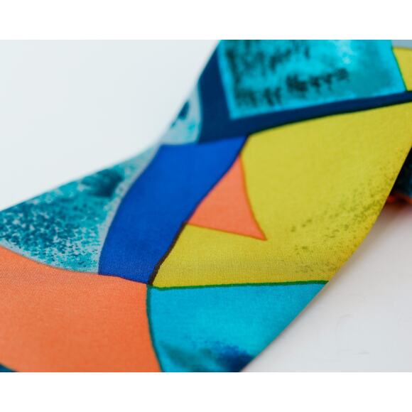 Chains World Silky Select Geometric Abstract Silk tie 56" Retro Business Wedding - Picture 10 of 13